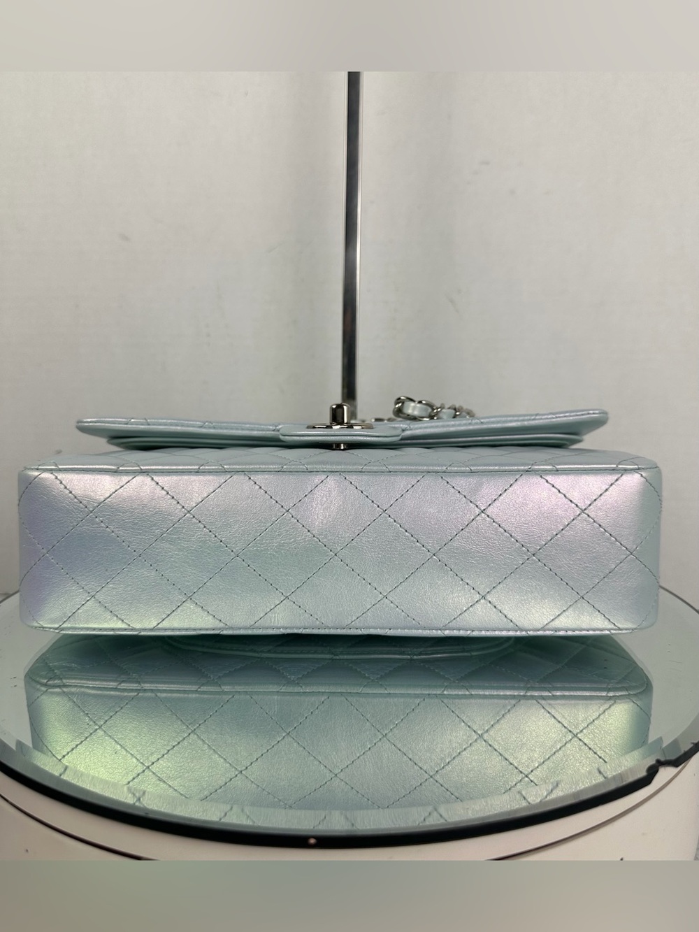 ❌SOLD IN BUNDLE❌Iridescent Light Blue Classic Double Flap Medium Silver Hardware - Picture 7 of 14